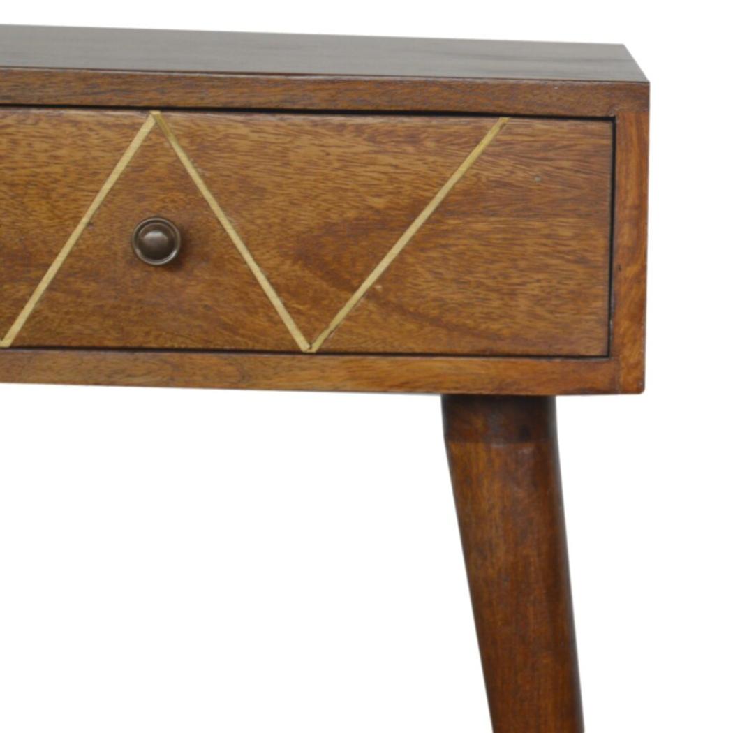 Geometric Brass Inlay Bedside Table | Distinctive Detail | Versatile Home Furniture