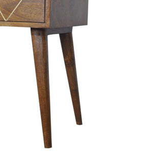 Geometric Brass Inlay Bedside Table | Distinctive Detail | Versatile Home Furniture
