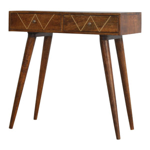 Geometric Console Table | Brass Finish | Sculptural Hallway Design
