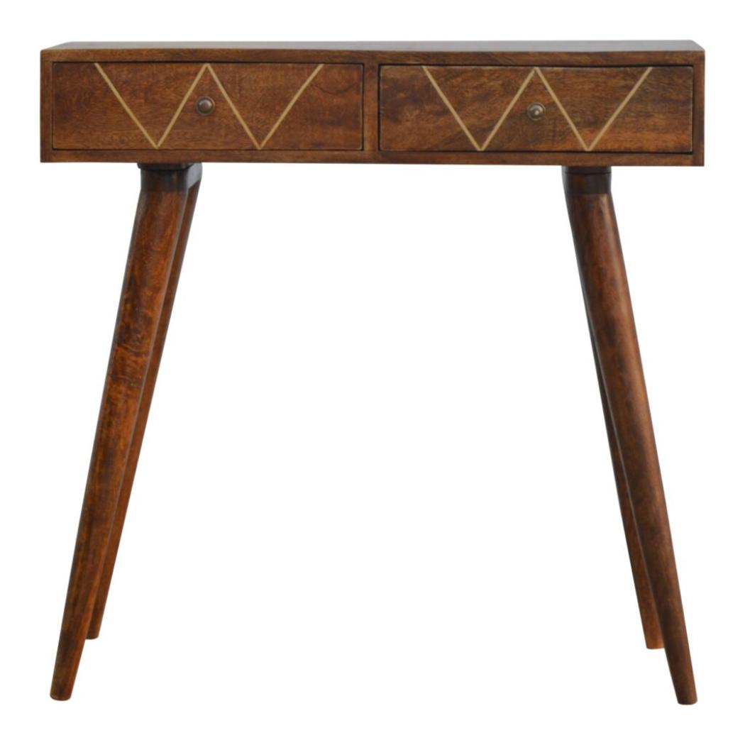 Geometric Console Table | Brass Finish | Sculptural Hallway Design