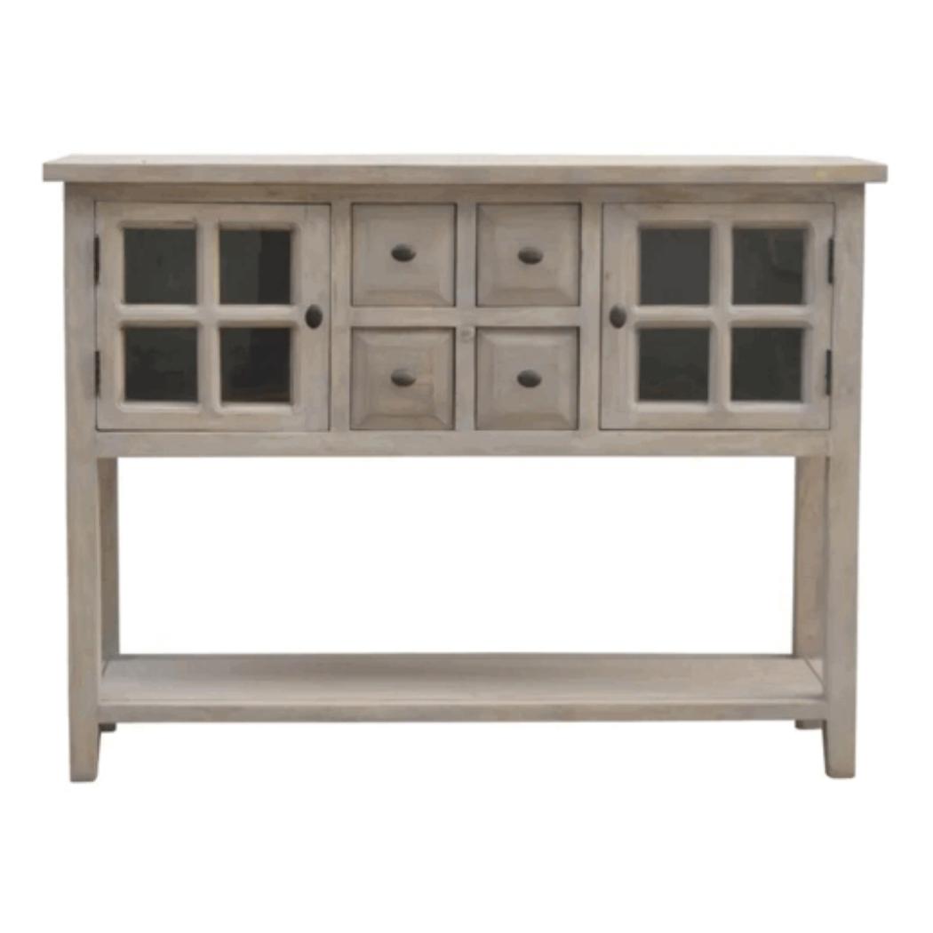 Glazed Console Cabinet | 2 Doors & 4 Drawers | Display Storage