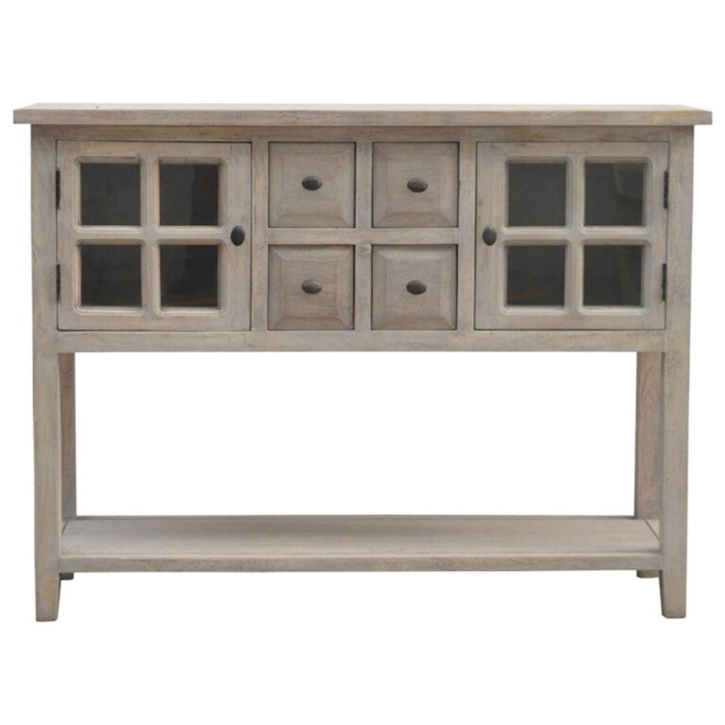 Glazed Console Cabinet | 2 Doors & 4 Drawers | Display Storage