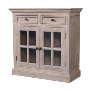 Glazed-Door Cabinet | Stone Finish | Display & Storage