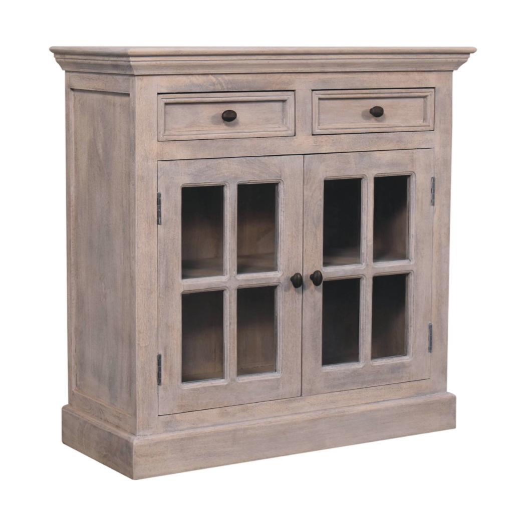 Glazed-Door Cabinet | Stone Finish | Display & Storage