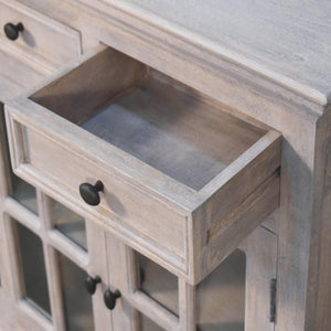 Glazed-Door Cabinet | Stone Finish | Display & Storage