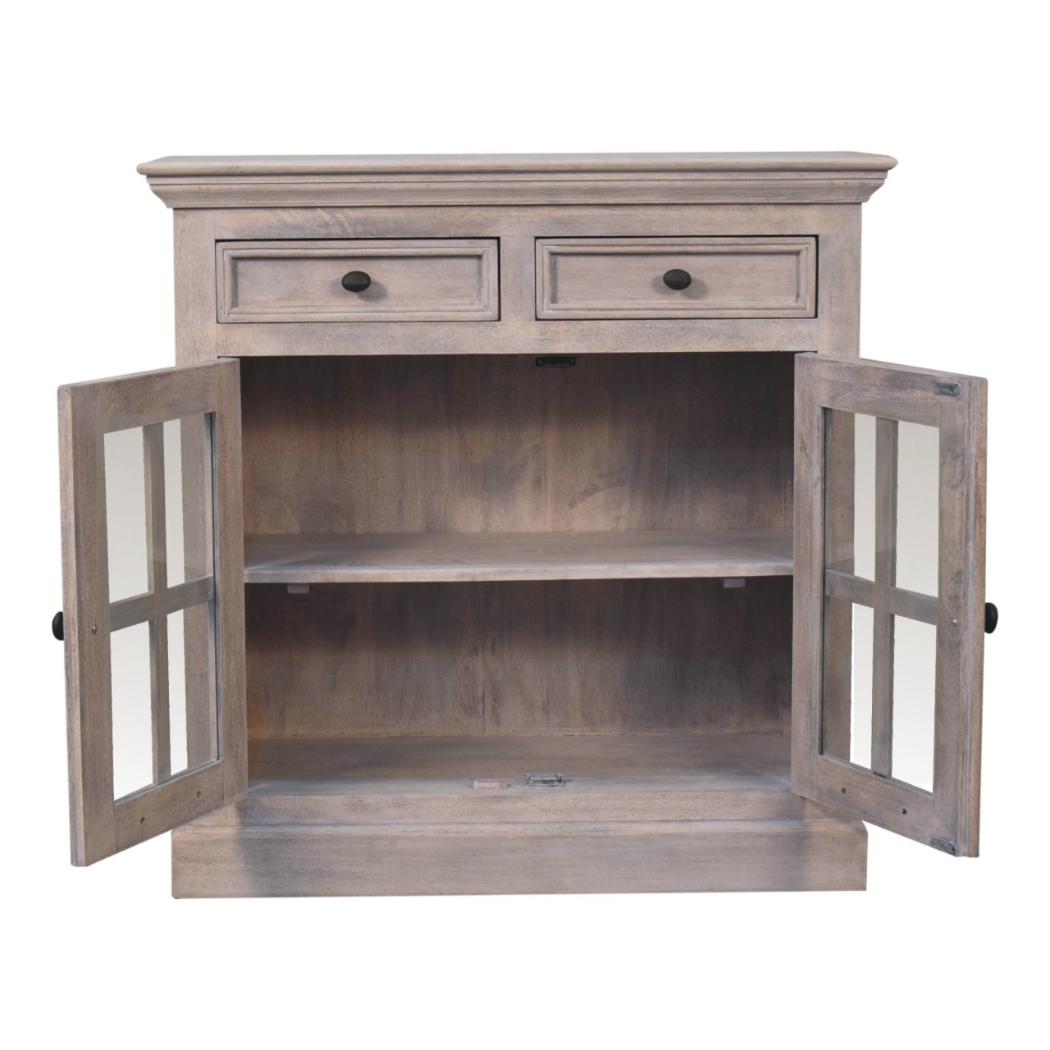 Glazed-Door Cabinet | Stone Finish | Display & Storage