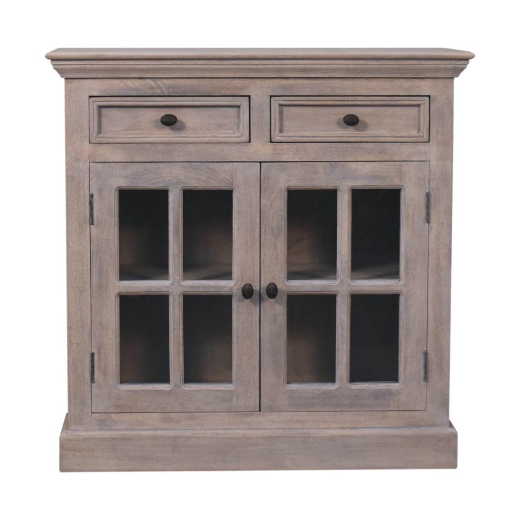 Glazed-Door Cabinet | Stone Finish | Display & Storage