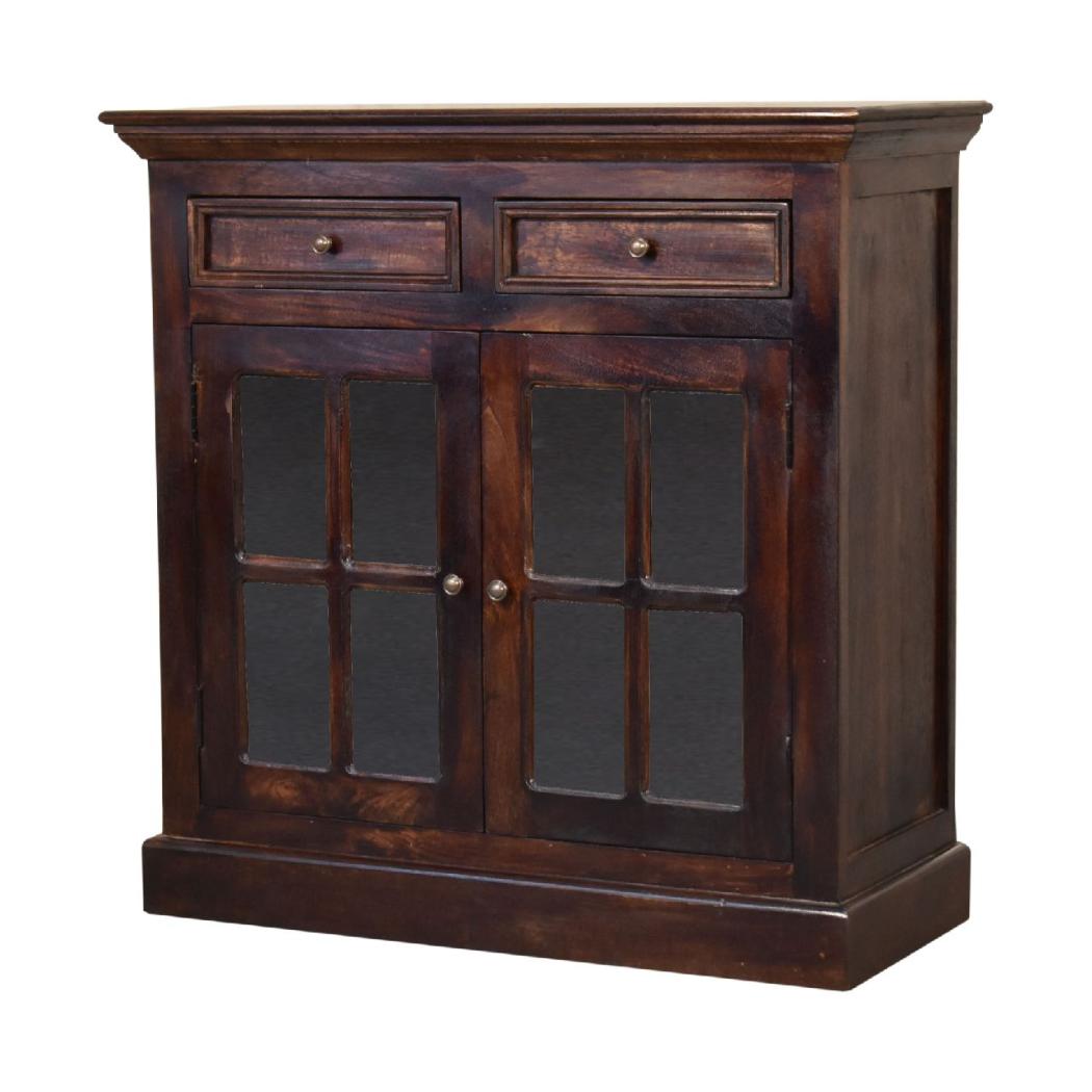 Glazed-Door Cabinet | Walnut Finish | Display & Storage