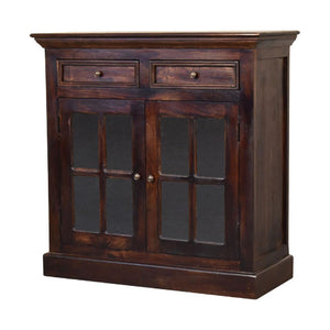 Glazed-Door Cabinet | Walnut Finish | Display & Storage
