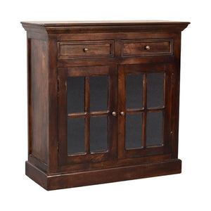 Glazed-Door Cabinet | Walnut Finish | Display & Storage