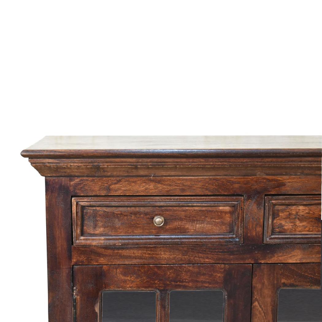 Glazed-Door Cabinet | Walnut Finish | Display & Storage