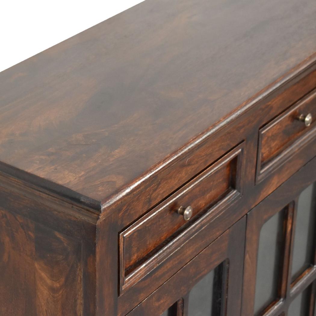 Glazed-Door Cabinet | Walnut Finish | Display & Storage