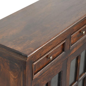 Glazed-Door Cabinet | Walnut Finish | Display & Storage