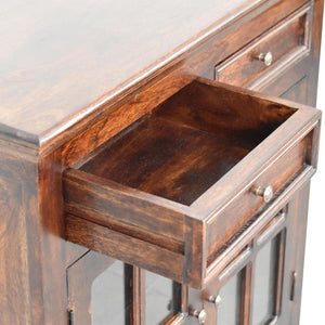 Glazed-Door Cabinet | Walnut Finish | Display & Storage