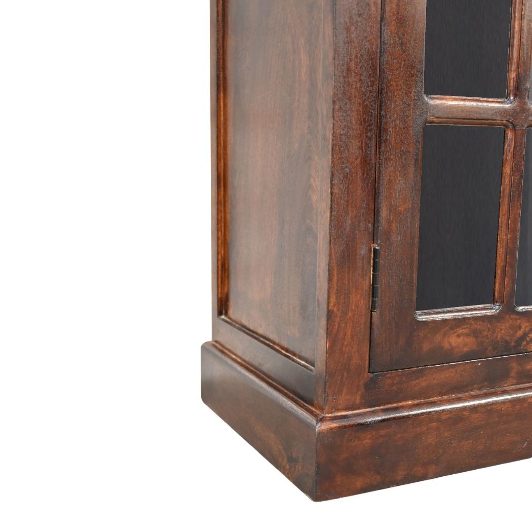 Glazed-Door Cabinet | Walnut Finish | Display & Storage