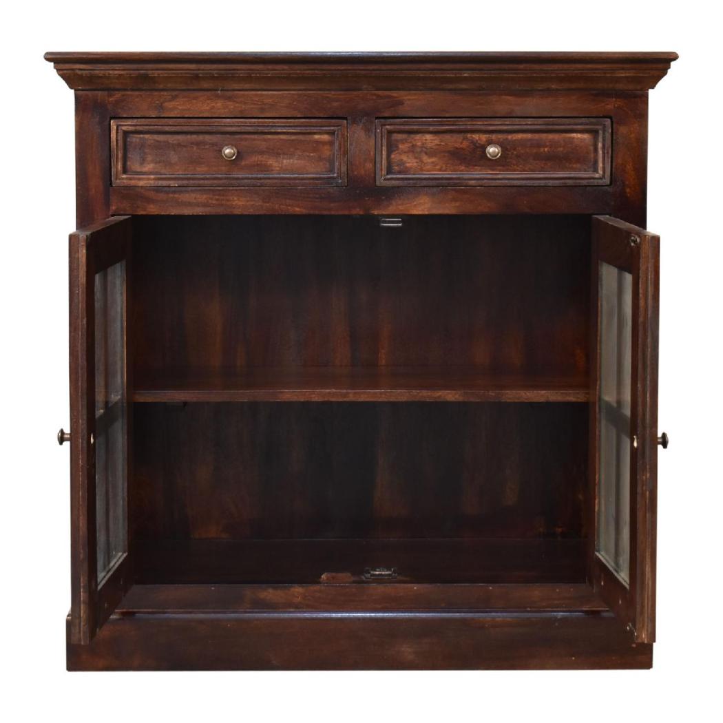 Glazed-Door Cabinet | Walnut Finish | Display & Storage