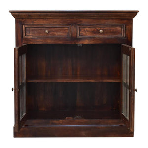 Glazed-Door Cabinet | Walnut Finish | Display & Storage