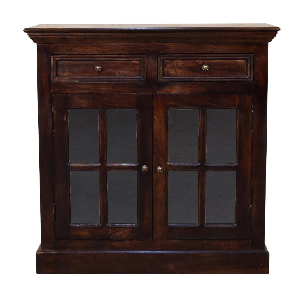 Glazed-Door Cabinet | Walnut Finish | Display & Storage