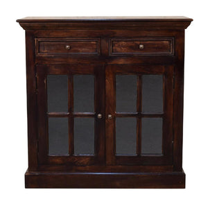 Glazed-Door Cabinet | Walnut Finish | Display & Storage