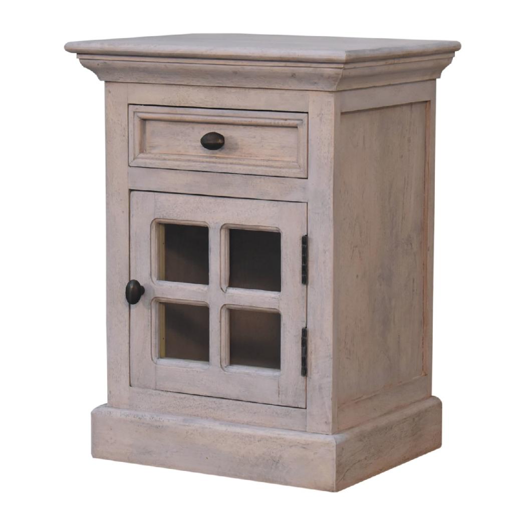 Glazed Stone Bedside Table | Textured Finish | Compact Bedroom Nightstand