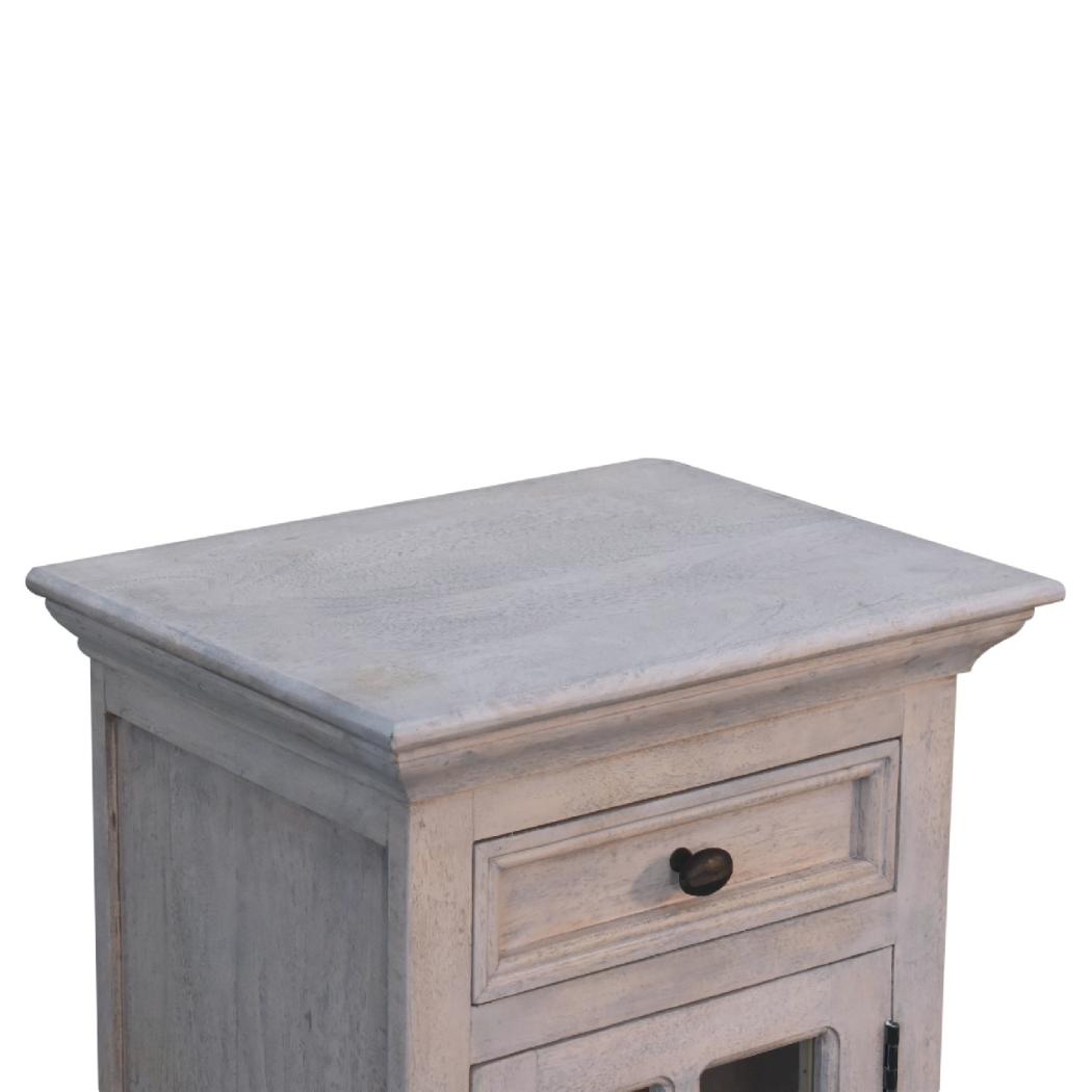 Glazed Stone Bedside Table | Textured Finish | Compact Bedroom Nightstand