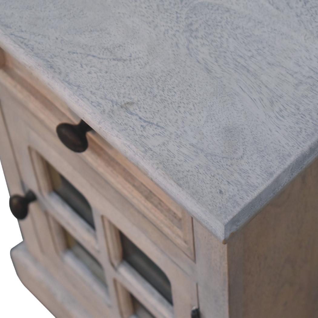 Glazed Stone Bedside Table | Textured Finish | Compact Bedroom Nightstand