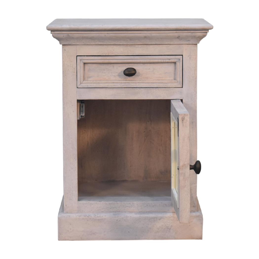 Glazed Stone Bedside Table | Textured Finish | Compact Bedroom Nightstand