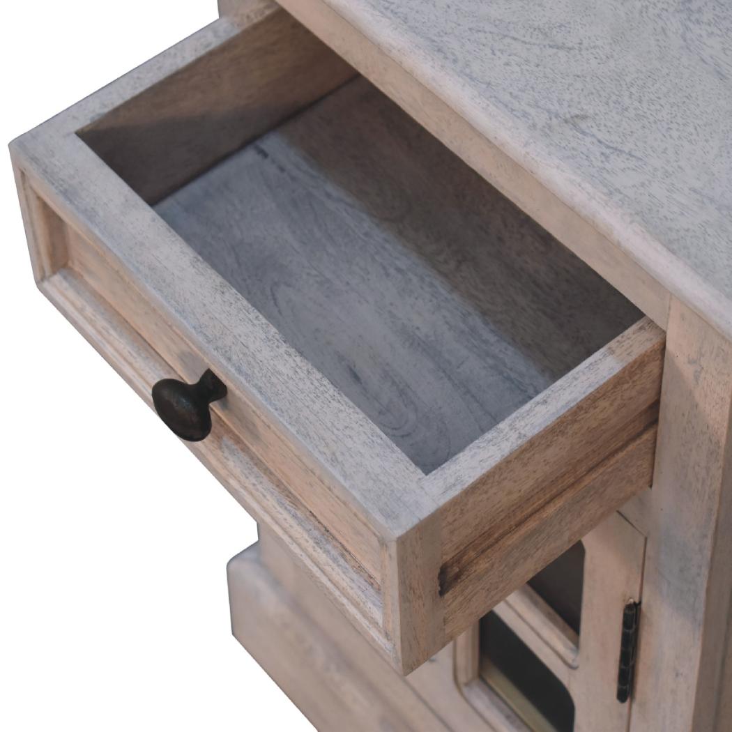 Glazed Stone Bedside Table | Textured Finish | Compact Bedroom Nightstand