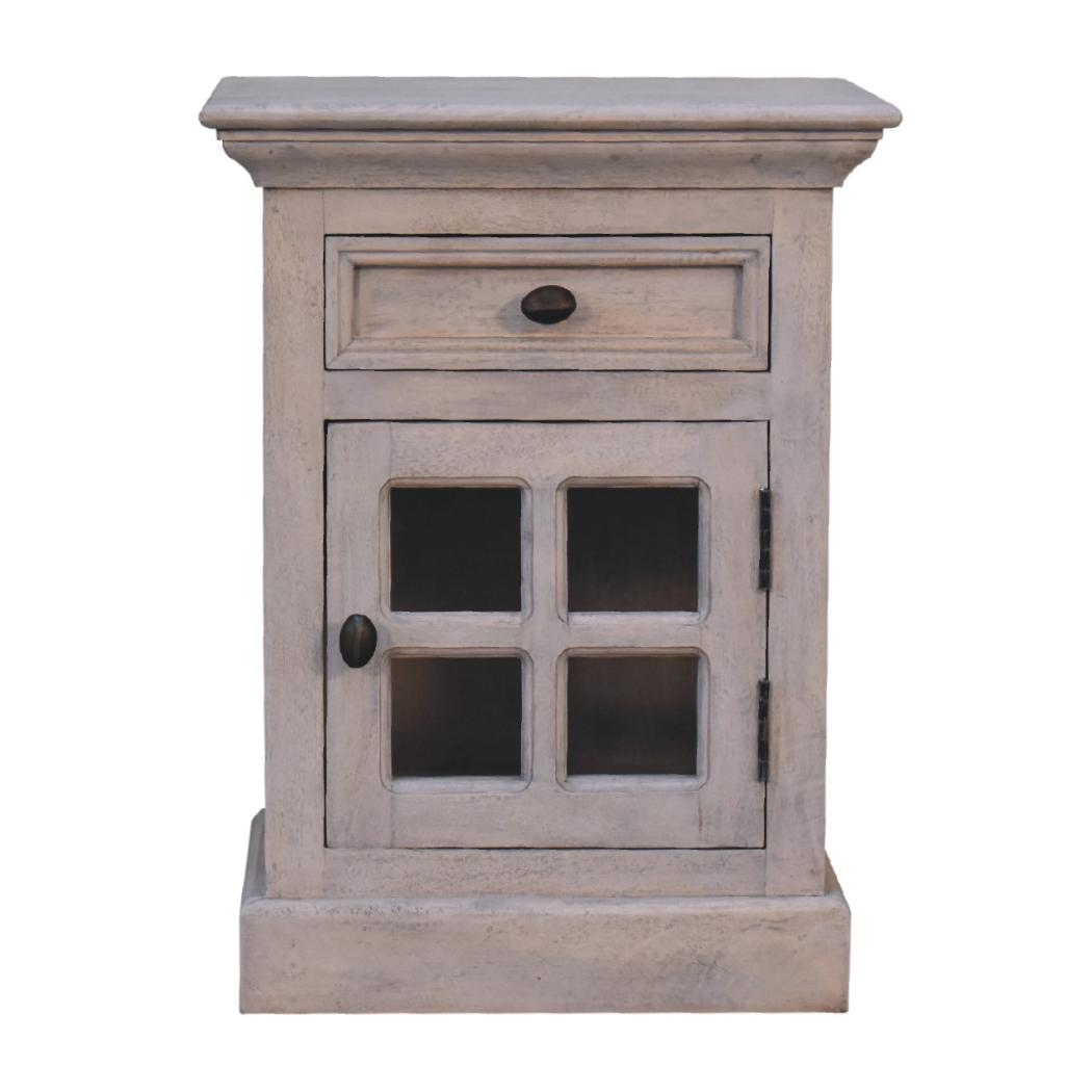 Glazed Stone Bedside Table | Textured Finish | Compact Bedroom Nightstand