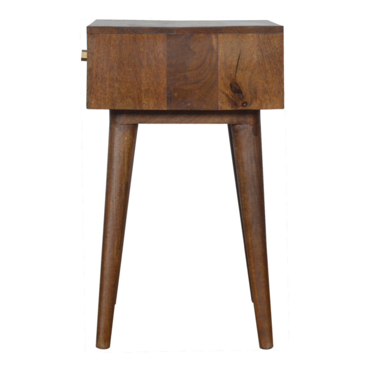 Gold Art Pattern Bedside Table | Brass Inlay Design | Solid Mango Wood Bedroom Furniture