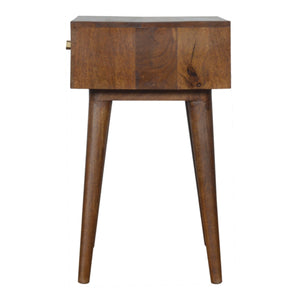 Gold Art Pattern Bedside Table | Brass Inlay Design | Solid Mango Wood Bedroom Furniture