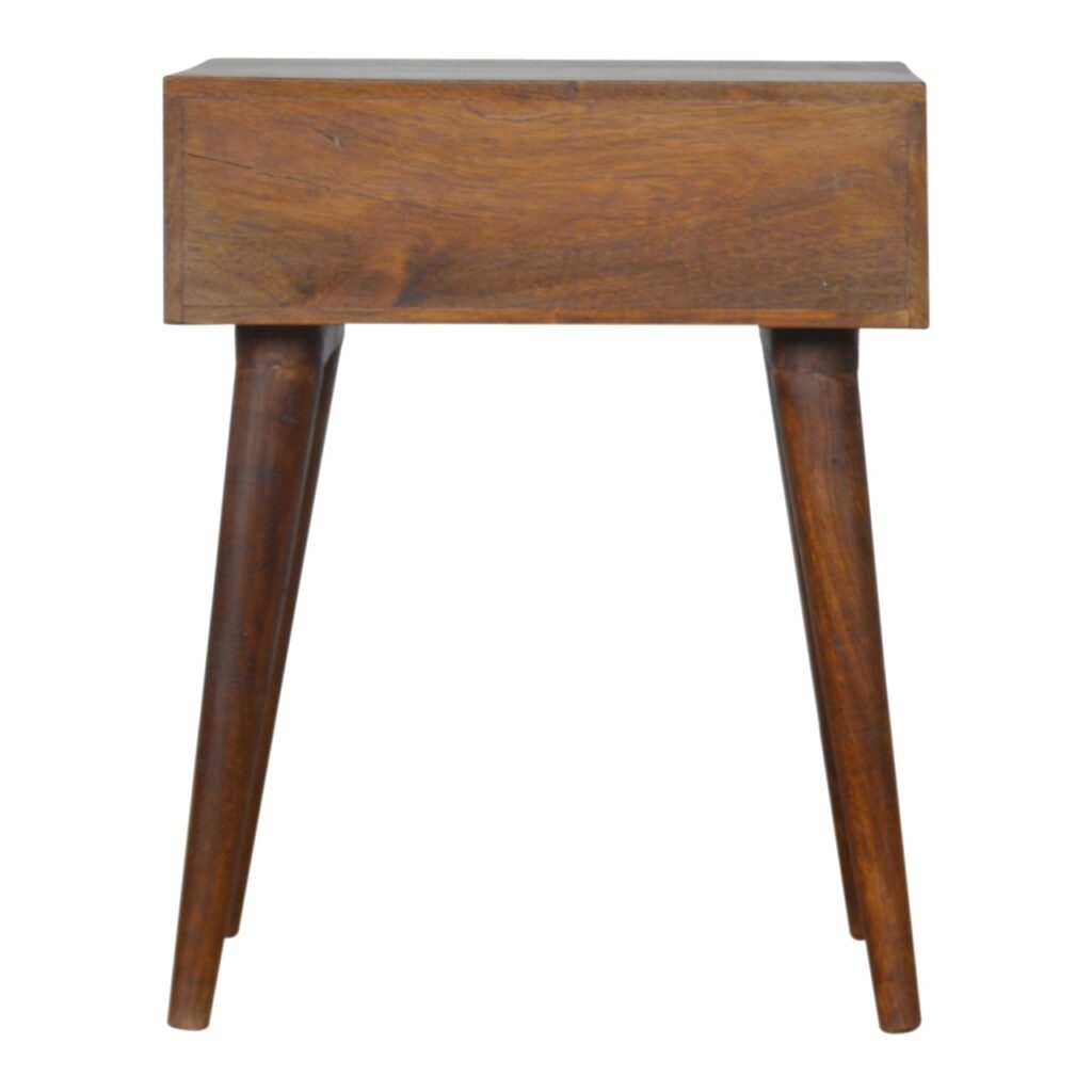 Gold Art Pattern Bedside Table | Brass Inlay Design | Solid Mango Wood Bedroom Furniture