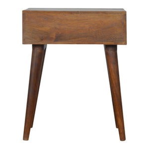 Gold Art Pattern Bedside Table | Brass Inlay Design | Solid Mango Wood Bedroom Furniture