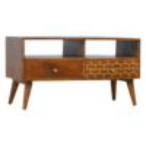 Gold Art Pattern Media Unit | Drawer Storage | Decorative TV Furniture