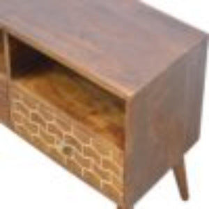Gold Art Pattern Media Unit | Drawer Storage | Decorative TV Furniture