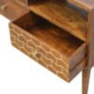 Gold Art Pattern Media Unit | Drawer Storage | Decorative TV Furniture