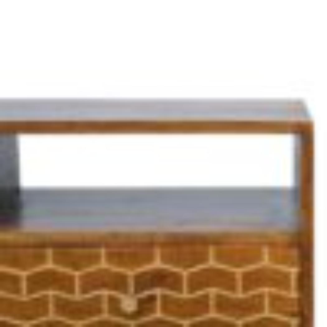 Gold Art Pattern Media Unit | Drawer Storage | Decorative TV Furniture