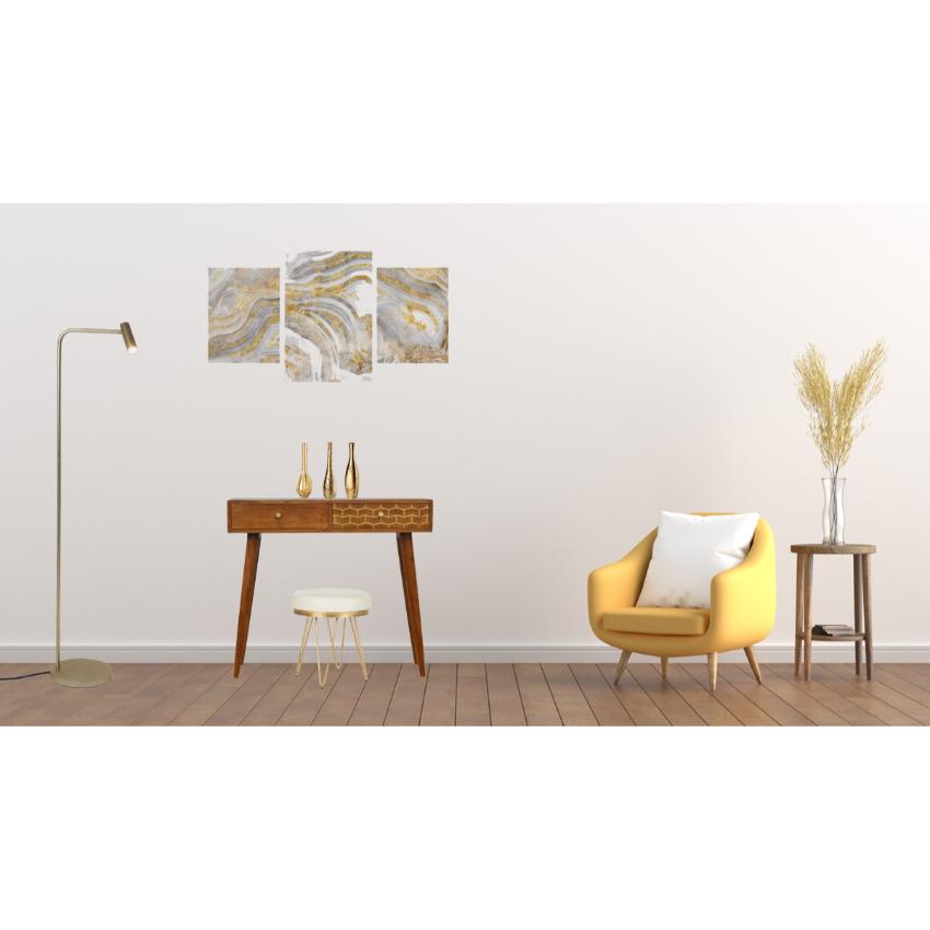 Gold Geometric Console Table | 2 Drawers | Solid Mango Wood