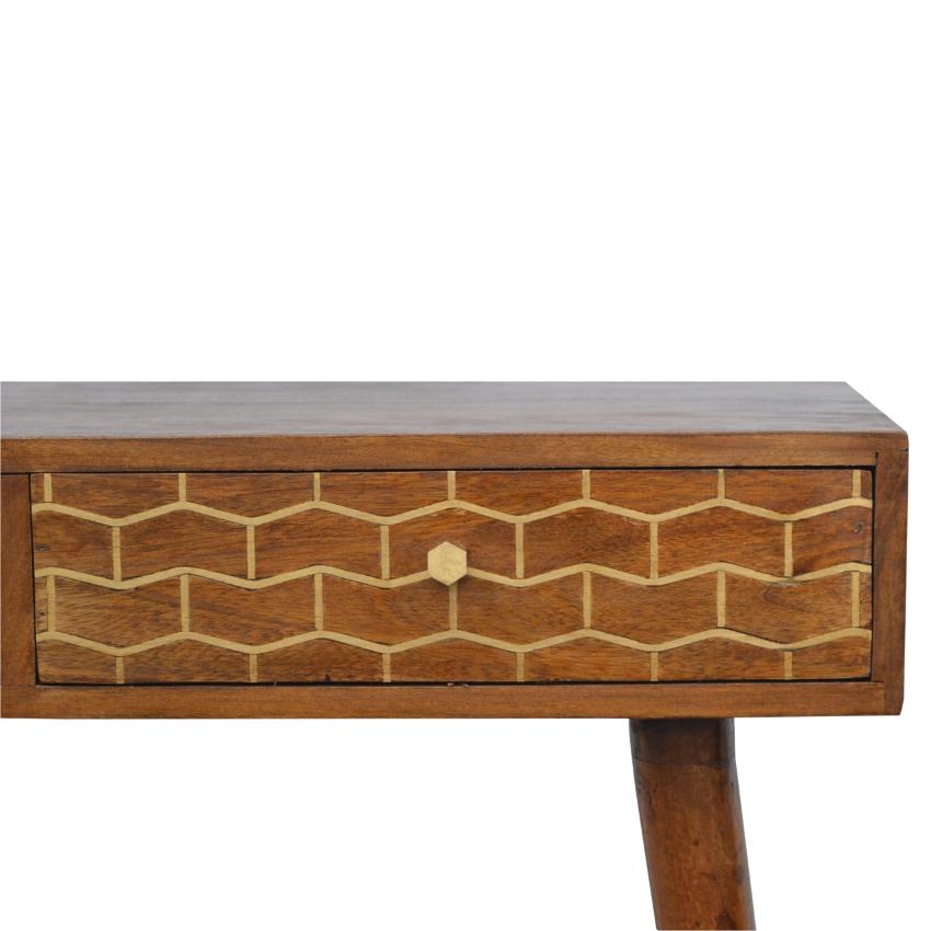 Gold Geometric Console Table | 2 Drawers | Solid Mango Wood