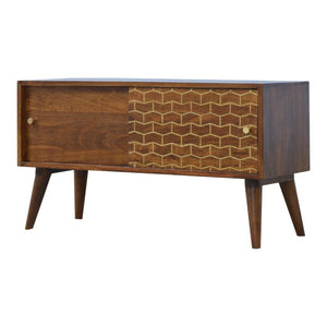 Gold Pattern Sideboard | 2 Sliding Doors | Solid Mango Wood