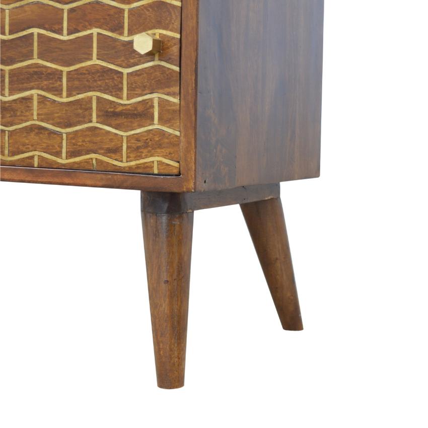 Gold Pattern Sideboard | 2 Sliding Doors | Solid Mango Wood