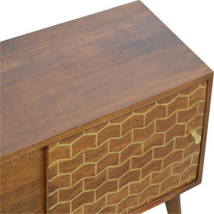 Gold Pattern Sideboard | 2 Sliding Doors | Solid Mango Wood