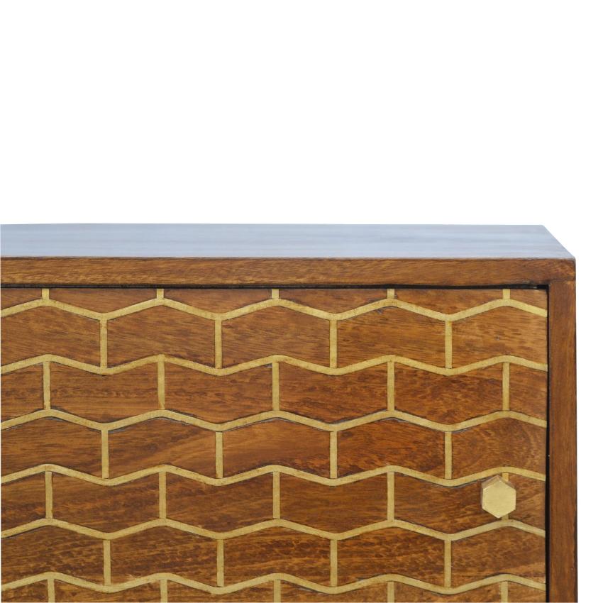 Gold Pattern Sideboard | 2 Sliding Doors | Solid Mango Wood