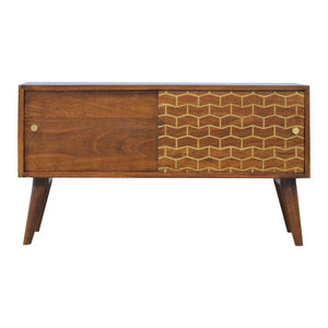 Gold Pattern Sideboard | 2 Sliding Doors | Solid Mango Wood