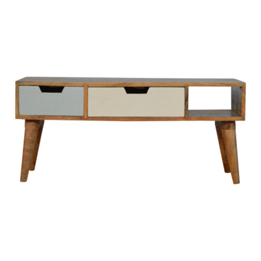 Gradient Drawer Mango Wood Media Unit | 2 Drawers | Open Shelf