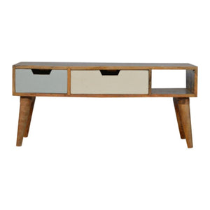 Gradient Drawer Mango Wood Media Unit | 2 Drawers | Open Shelf