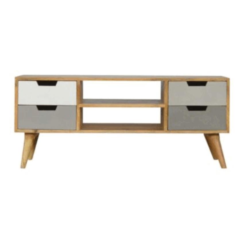 Gradient Drawer Mango Wood Media Unit | 2 Drawers | Open Shelf