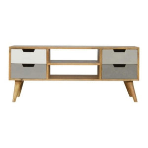 Gradient Drawer Mango Wood Media Unit | 2 Drawers | Open Shelf