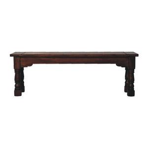 Granary Royale Bench | Solid Mango Wood | Chestnut Finish | Statement Seating