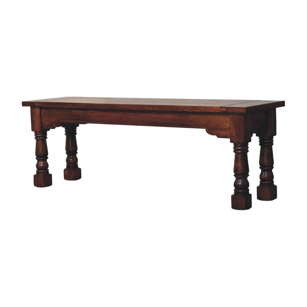 Granary Royale Bench | Solid Mango Wood | Chestnut Finish | Statement Seating